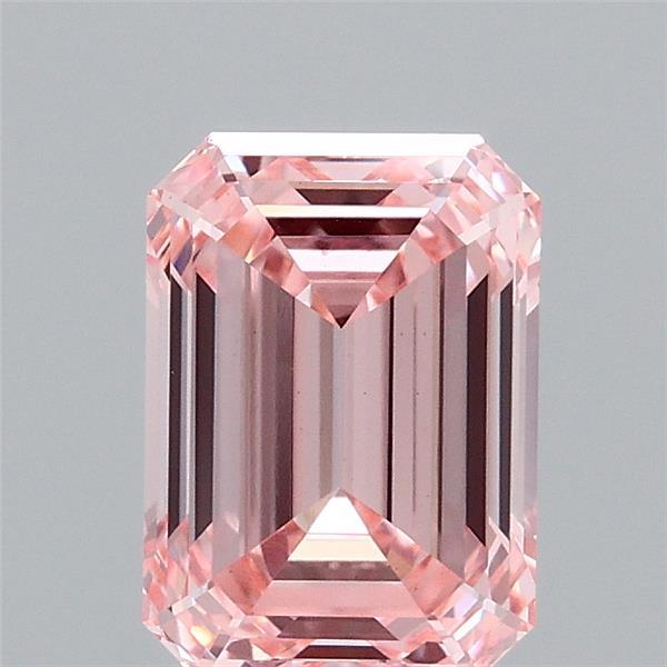 1.55 Carat Emerald Shaped, Ideal Cut, FANCY VIVID PINK Color, VS1 Clarity, IGI Certified Lab Grown Diamond
