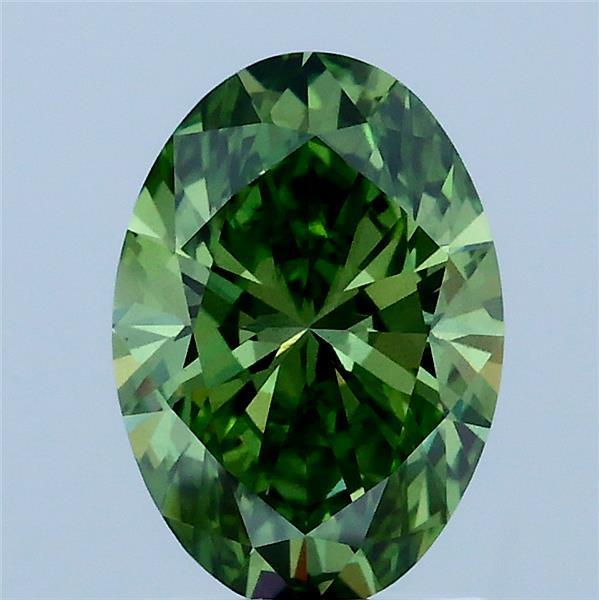 1.52 Carat Oval Shaped, Ideal Cut, FANCY VIVID GREEN Color, VS2 Clarity, IGI Certified Lab Grown Diamond