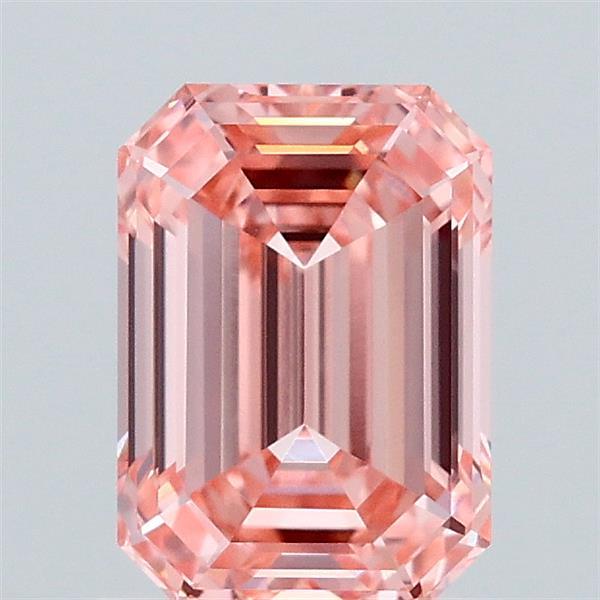 1.31 Carat Emerald Shaped, Ideal Cut, FANCY VIVID PINK Color, VVS1 Clarity, IGI Certified Lab Grown Diamond