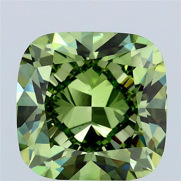 3.00 Carat Cushion Shaped, Ideal Cut, FANCY VIVID GREEN Color, VS2 Clarity, IGI Certified Lab Grown Diamond