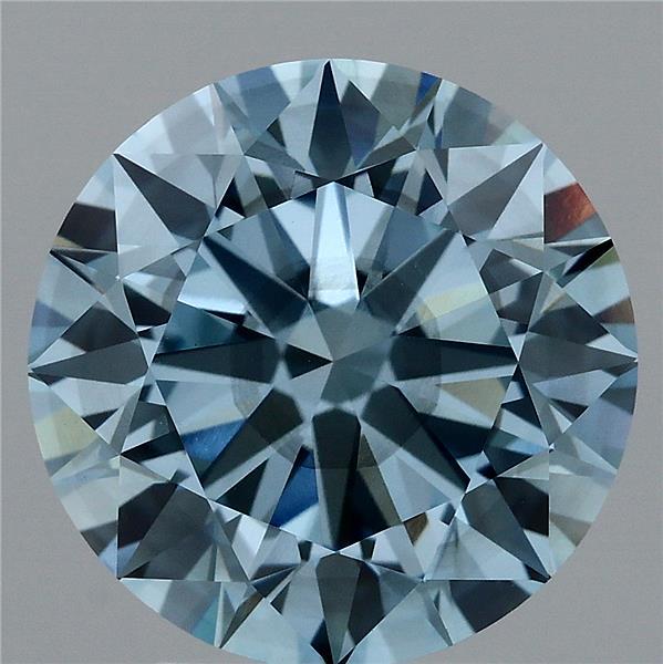 4.13 Carat Round Shaped, Excellent Cut, FANCY VIVID BLUE Color, SI1 Clarity, IGI Certified Lab Grown Diamond