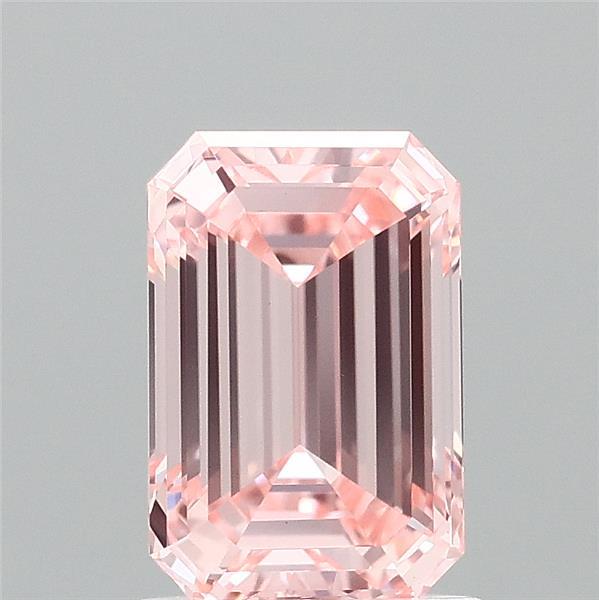 1.50 Carat Emerald Shaped, Ideal Cut, FANCY VIVID PINK Color, VVS2 Clarity, IGI Certified Lab Grown Diamond