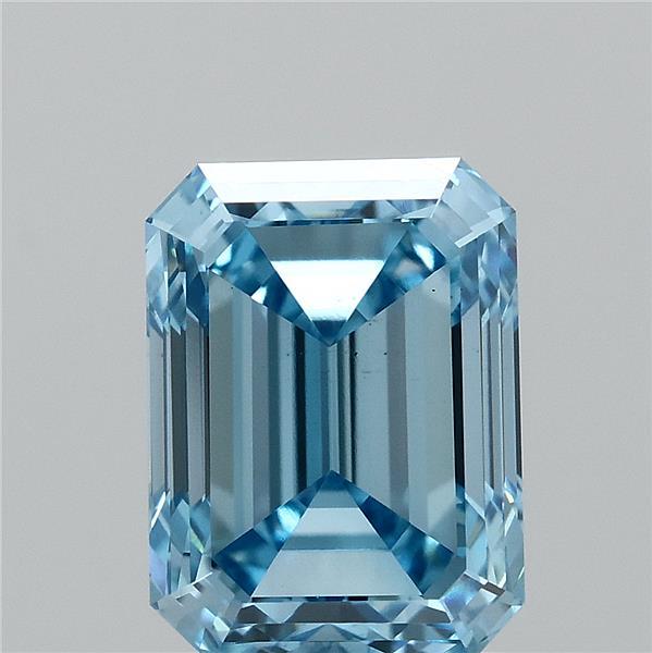 2.00 Carat Emerald Shaped, Excellent Cut, FANCY VIVID BLUE Color, VS1 Clarity, IGI Certified Lab Grown Diamond