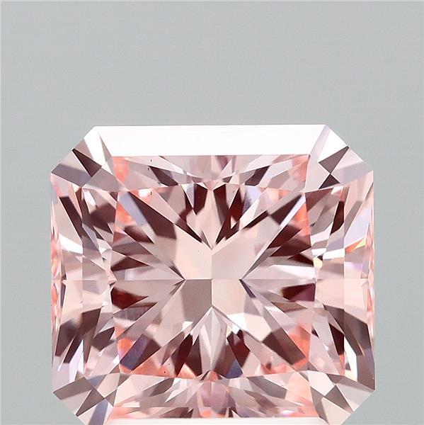 2.52 Carat Radiant Shaped, Excellent Cut, FANCY VIVID PINK Color, VS1 Clarity, IGI Certified Lab Grown Diamond