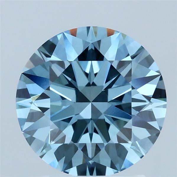 2.10 Carat Round Shaped, Ideal Cut, FANCY VIVID BLUE Color, VVS2 Clarity, IGI Certified Lab Grown Diamond
