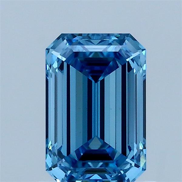 1.02 Carat Emerald Shaped, Ideal Cut, FANCY VIVID BLUE Color, VS1 Clarity, IGI Certified Lab Grown Diamond