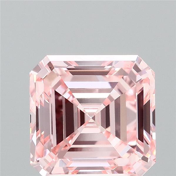 3.00 Carat Asscher Shaped, Ideal Cut, FANCY INTENSE PINK Color, VVS2 Clarity, IGI Certified Lab Grown Diamond
