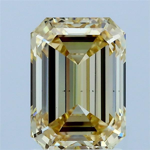 2.09 Carat Emerald Shaped, Ideal Cut, FANCY LIGHT YELLOW Color, VS2 Clarity, IGI Certified Lab Grown Diamond