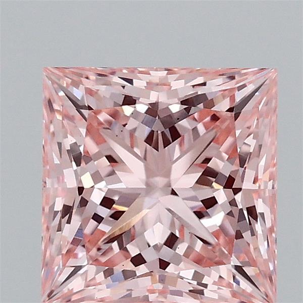 1.80 Carat Princess Shaped, Ideal Cut, FANCY INTENSE PINK Color, VS2 Clarity, IGI Certified Lab Grown Diamond