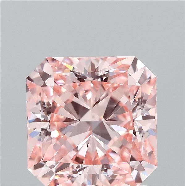 2.03 Carat Radiant Shaped, Ideal Cut, FANCY INTENSE PINK Color, VVS2 Clarity, IGI Certified Lab Grown Diamond