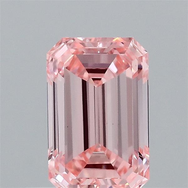 0.51 Carat Emerald Shaped, Ideal Cut, FANCY VIVID PINK Color, VS1 Clarity, IGI Certified Lab Grown Diamond
