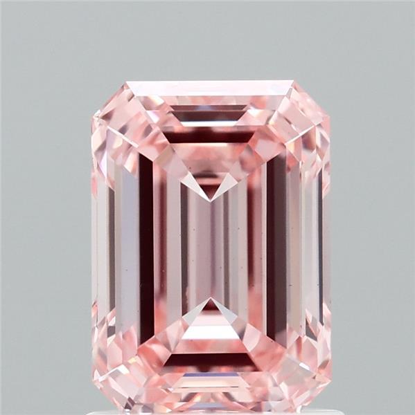 1.49 Carat Emerald Shaped, Ideal Cut, FANCY INTENSE PINK Color, VS1 Clarity, IGI Certified Lab Grown Diamond
