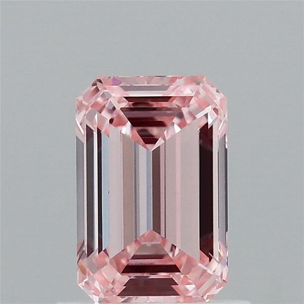 0.96 Carat Emerald Shaped, Ideal Cut, FANCY INTENSE PINK Color, VVS2 Clarity, IGI Certified Lab Grown Diamond