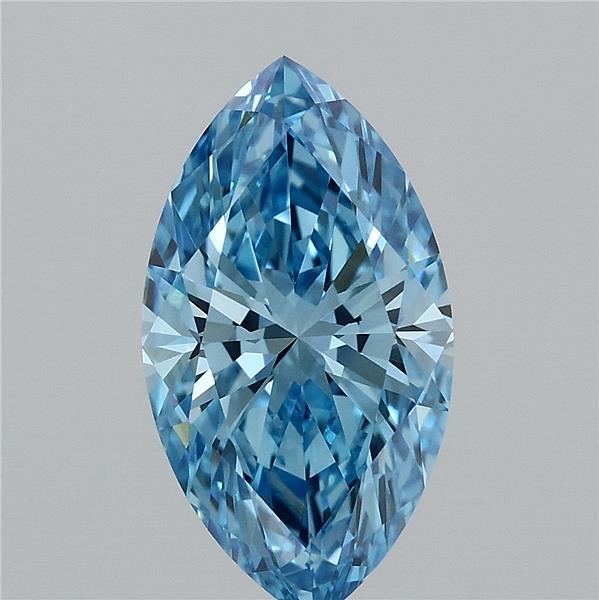 2.29 Carat Marquise Shaped, Ideal Cut, FANCY VIVID BLUE Color, VVS2 Clarity, IGI Certified Lab Grown Diamond