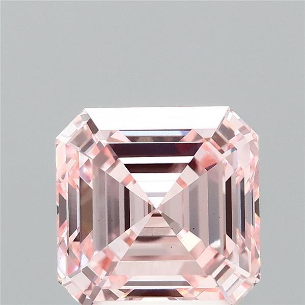 3.07 Carat Asscher Shaped, Ideal Cut, FANCY INTENSE PINK Color, VS1 Clarity, IGI Certified Lab Grown Diamond