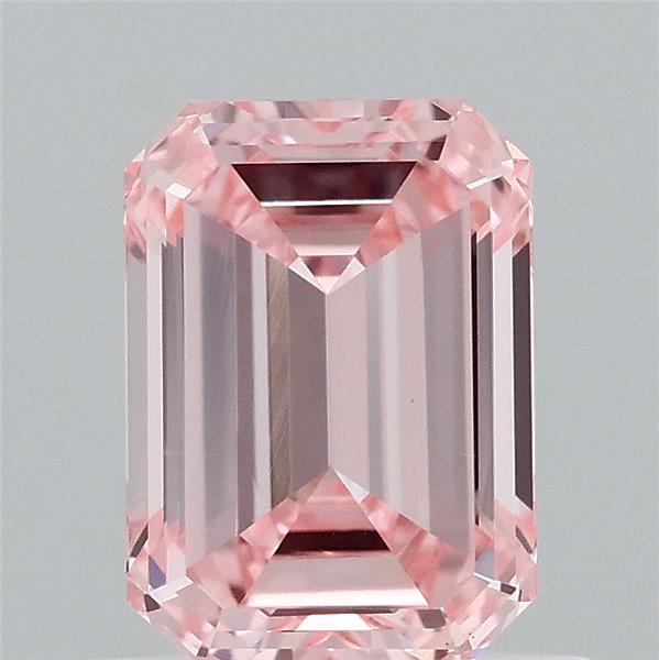 0.86 Carat Emerald Shaped, Excellent Cut, FANCY INTENSE PINK Color, VS1 Clarity, IGI Certified Lab Grown Diamond