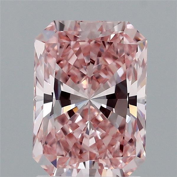 2.03 Carat Radiant Shaped, Excellent Cut, FANCY INTENSE PINK Color, VVS2 Clarity, IGI Certified Lab Grown Diamond