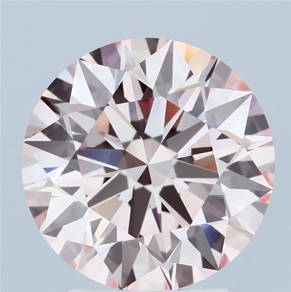 3.08 Carat Round Shaped, Ideal Cut, FANCY INTENSE PINK Color, VVS2 Clarity, IGI Certified Lab Grown Diamond