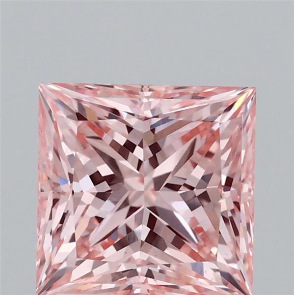 2.03 Carat Princess Shaped, Ideal Cut, FANCY INTENSE PINK Color, VS1 Clarity, IGI Certified Lab Grown Diamond