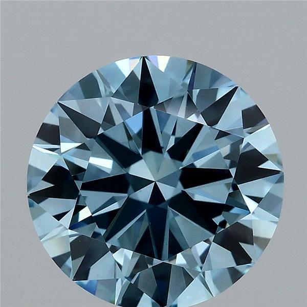 3.01 Carat Round Shaped, Excellent Cut, FANCY VIVID BLUE Color, VS1 Clarity, IGI Certified Lab Grown Diamond