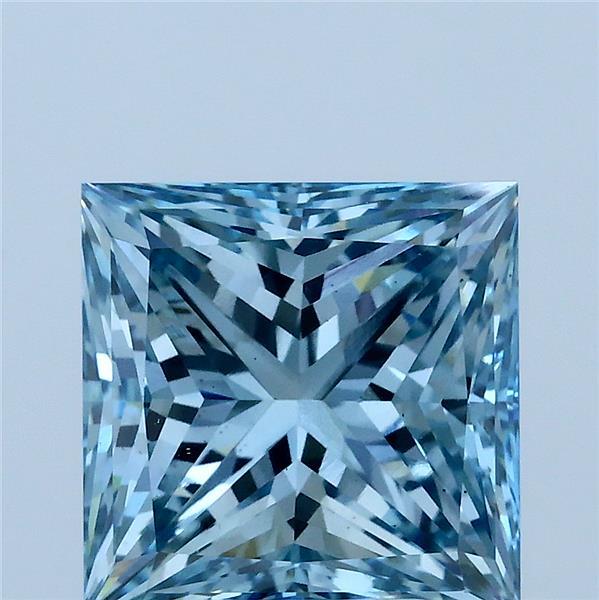 4.00 Carat Princess Shaped, Ideal Cut, FANCY VIVID BLUE Color, VS2 Clarity, IGI Certified Lab Grown Diamond