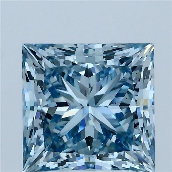3.03 Carat Princess Shaped, Ideal Cut, FANCY VIVID BLUE Color, VS1 Clarity, IGI Certified Lab Grown Diamond