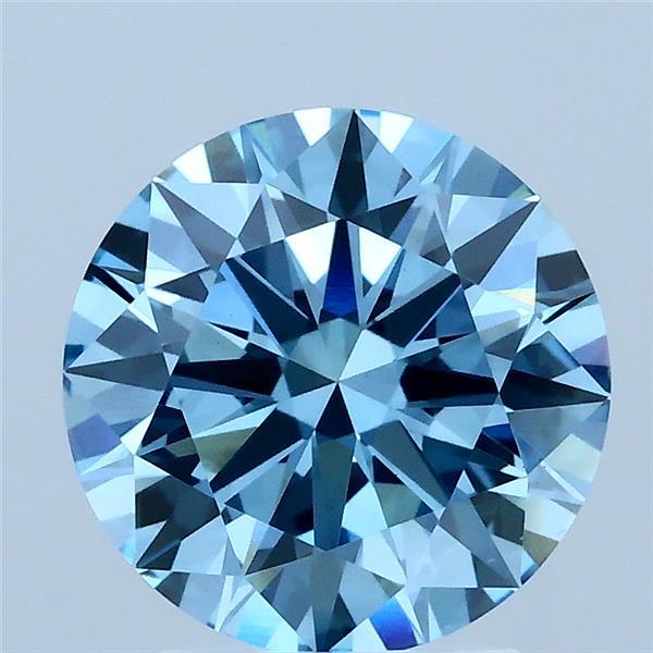 2.53 Carat Round Shaped, Ideal Cut, FANCY VIVID BLUE Color, VS1 Clarity, IGI Certified Lab Grown Diamond