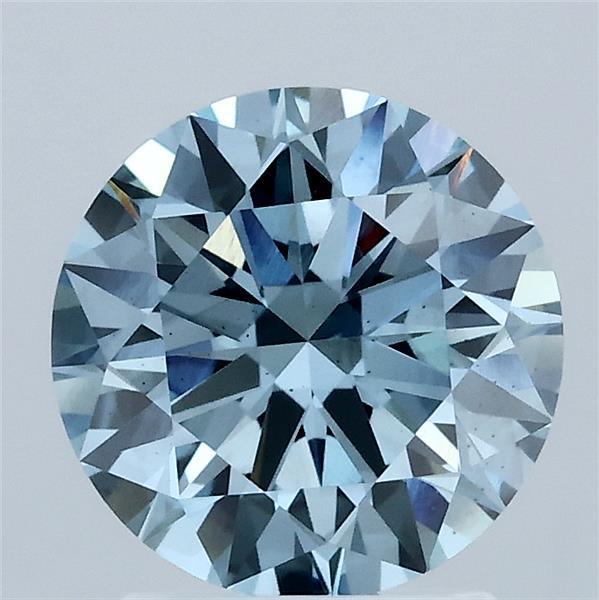 2.05 Carat Round Shaped, Ideal Cut, FANCY VIVID BLUE Color, VS2 Clarity, IGI Certified Lab Grown Diamond