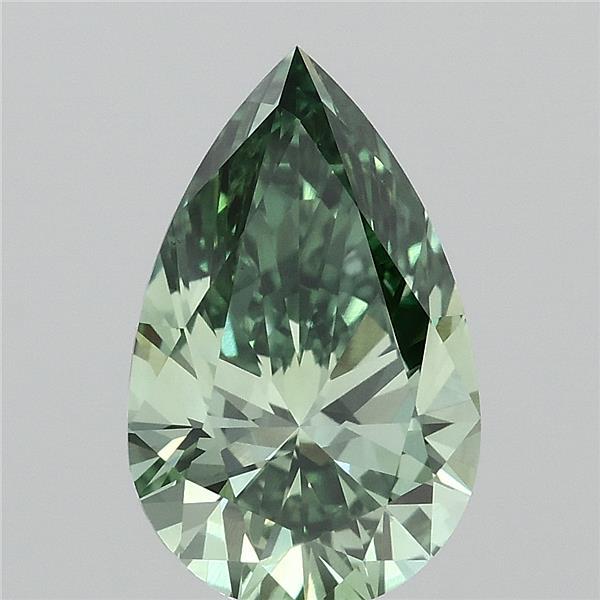 2.50 Carat Pear Shaped, Ideal Cut, FANCY VIVID GREEN Color, VS1 Clarity, IGI Certified Lab Grown Diamond
