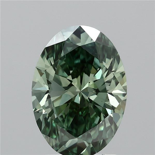 2.05 Carat Oval Shaped, Ideal Cut, FANCY VIVID GREEN Color, VVS2 Clarity, IGI Certified Lab Grown Diamond
