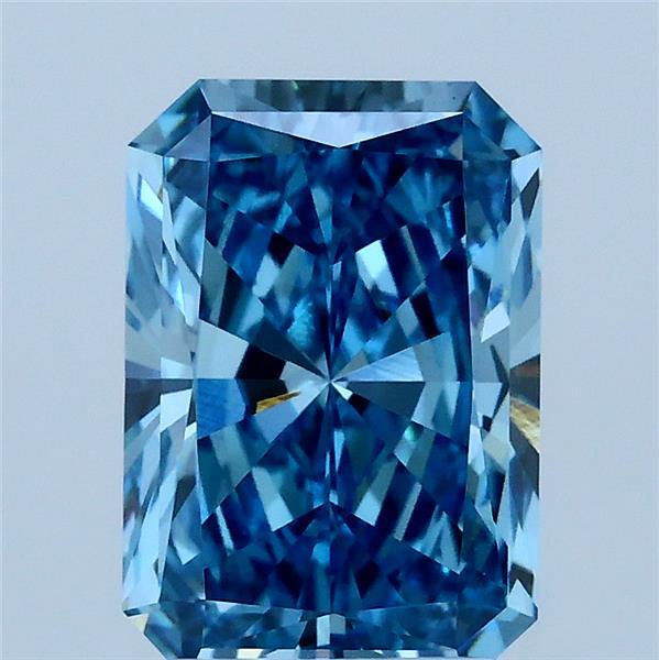 2.29 Carat Radiant Shaped, Ideal Cut, FANCY VIVID BLUE Color, VVS2 Clarity, IGI Certified Lab Grown Diamond