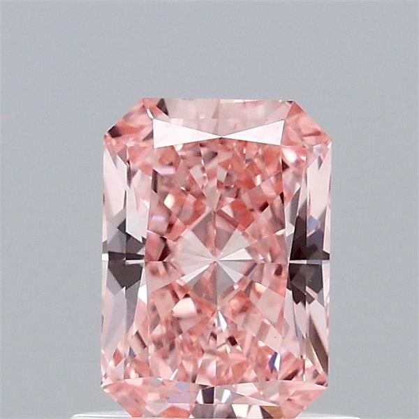 0.77 Carat Radiant Shaped, Ideal Cut, FANCY VIVID PINK Color, VS1 Clarity, IGI Certified Lab Grown Diamond