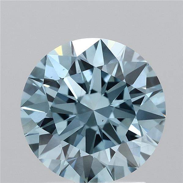 2.06 Carat Round Shaped, Ideal Cut, FANCY VIVID BLUE Color, VS1 Clarity, IGI Certified Lab Grown Diamond