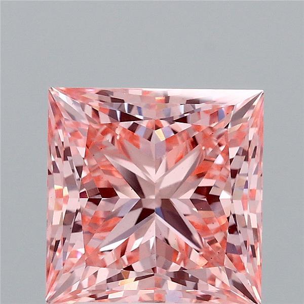 3.58 Carat Princess Shaped, Ideal Cut, FANCY VIVID PINK Color, VS2 Clarity, IGI Certified Lab Grown Diamond