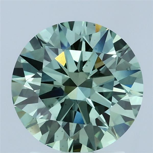 2.00 Carat Round Shaped, Ideal Cut, FANCY VIVID GREEN Color, VS2 Clarity, IGI Certified Lab Grown Diamond