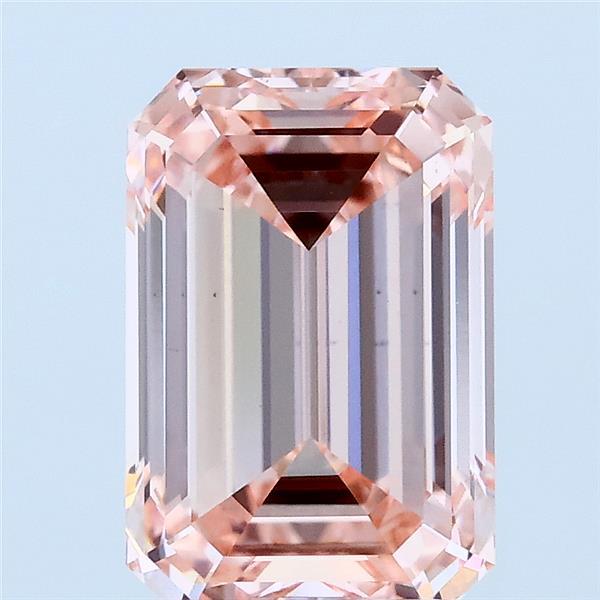 3.03 Carat Emerald Shaped, Ideal Cut, FANCY INTENSE PINK Color, VS1 Clarity, IGI Certified Lab Grown Diamond