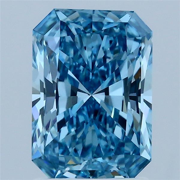 1.72 Carat Radiant Shaped, Excellent Cut, FANCY VIVID BLUE Color, VS1 Clarity, IGI Certified Lab Grown Diamond