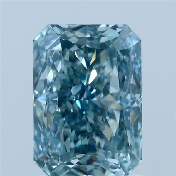 2.05 Carat Radiant Shaped, Excellent Cut, FANCY VIVID GREENISH BLUE Color, VVS2 Clarity, IGI Certified Lab Grown Diamond