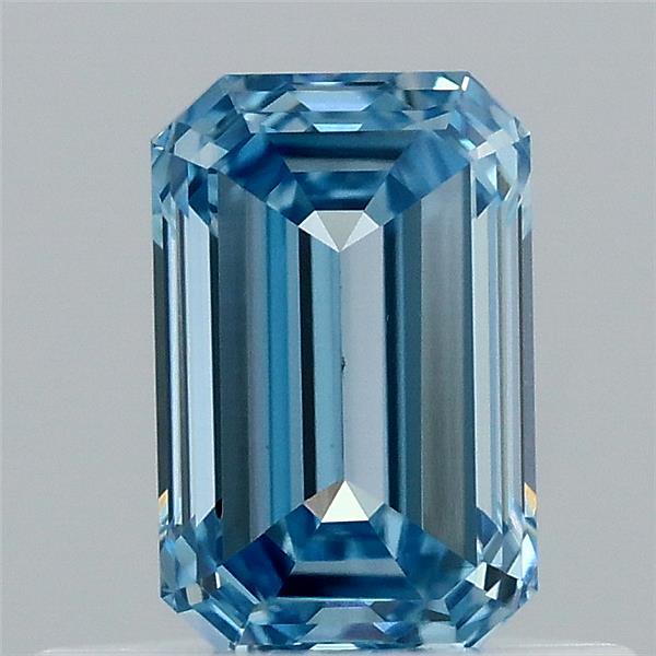0.55 Carat Emerald Shaped, Excellent Cut, FANCY VIVID BLUE Color, VVS2 Clarity, IGI Certified Lab Grown Diamond