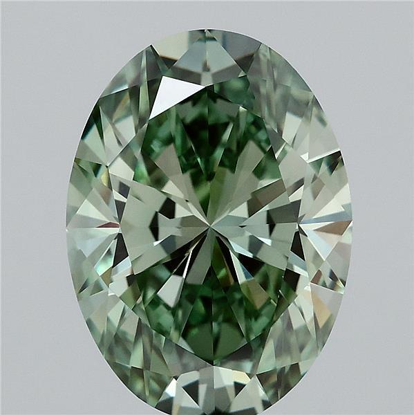 4.08 Carat Oval Shaped, Ideal Cut, FANCY VIVID GREEN Color, VVS2 Clarity, IGI Certified Lab Grown Diamond