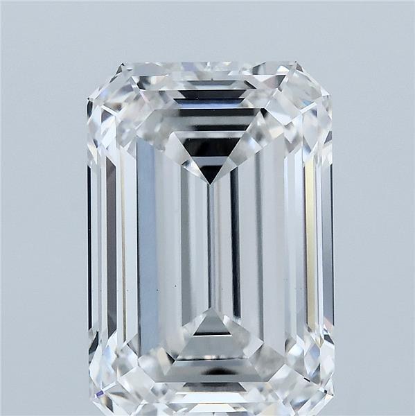 5.22 Carat Emerald Shaped, Ideal Cut, F Color, VVS2 Clarity, IGI Certified Lab Grown Diamond