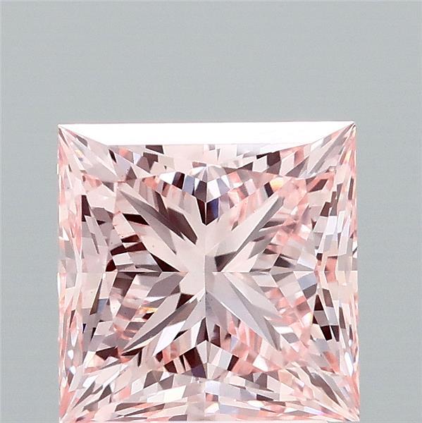 2.50 Carat Princess Shaped, Ideal Cut, FANCY INTENSE PINK Color, VS1 Clarity, IGI Certified Lab Grown Diamond