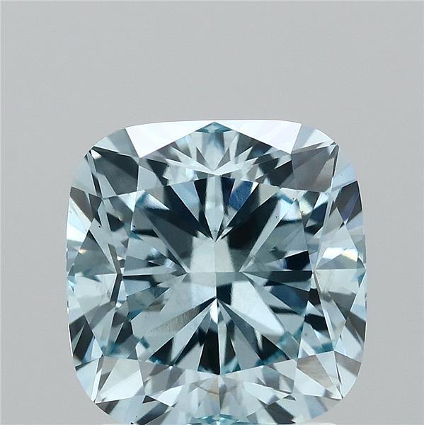 2.10 Carat Cushion Shaped, Ideal Cut, FANCY VIVID BLUE Color, VS2 Clarity, IGI Certified Lab Grown Diamond