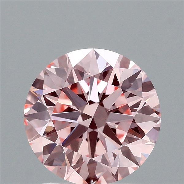 2.03 Carat Round Shaped, Excellent Cut, FANCY INTENSE PINK Color, VS1 Clarity, IGI Certified Lab Grown Diamond