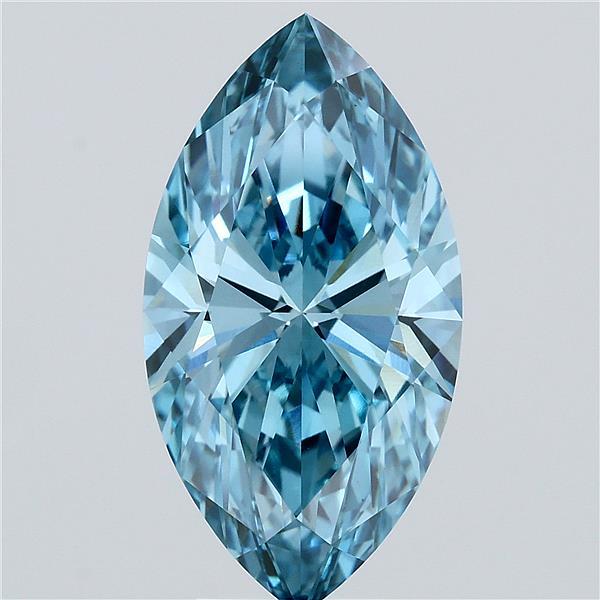 5.15 Carat Marquise Shaped, Ideal Cut, FANCY VIVID BLUE Color, VS1 Clarity, IGI Certified Lab Grown Diamond