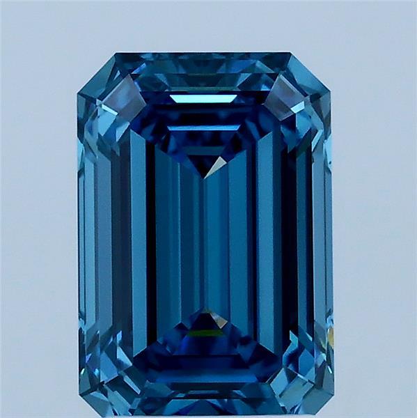 2.10 Carat Emerald Shaped, Ideal Cut, FANCY VIVID BLUE Color, VS1 Clarity, IGI Certified Lab Grown Diamond