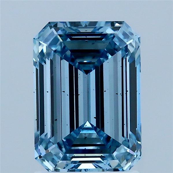 1.93 Carat Emerald Shaped, Ideal Cut, FANCY VIVID BLUE Color, SI1 Clarity, IGI Certified Lab Grown Diamond
