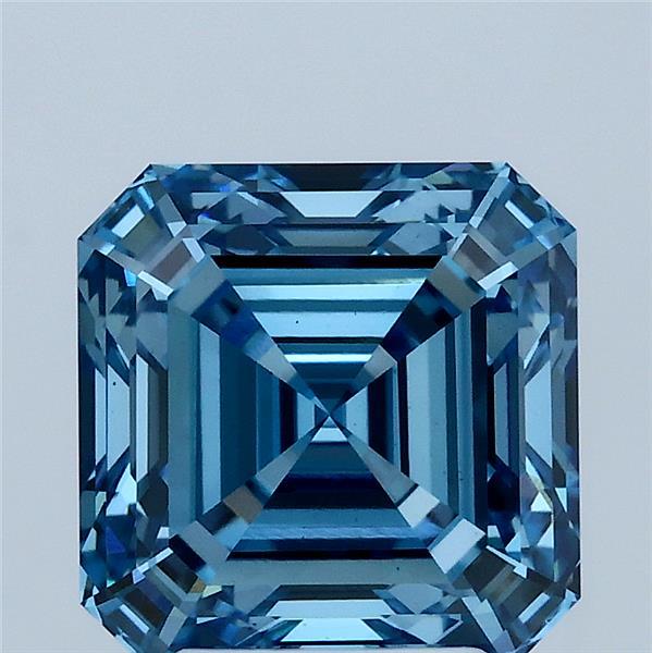 3.53 Carat Asscher Shaped, Excellent Cut, FANCY VIVID BLUE Color, VS1 Clarity, IGI Certified Lab Grown Diamond