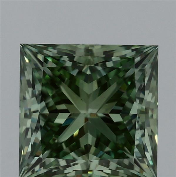 2.00 Carat Princess Shaped, Ideal Cut, FANCY VIVID GREEN Color, VS1 Clarity, IGI Certified Lab Grown Diamond