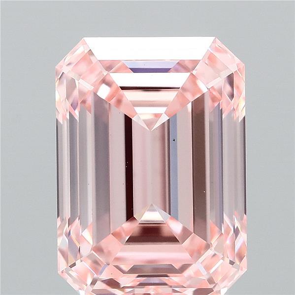 3.09 Carat Emerald Shaped, Ideal Cut, FANCY INTENSE PINK Color, VS1 Clarity, IGI Certified Lab Grown Diamond